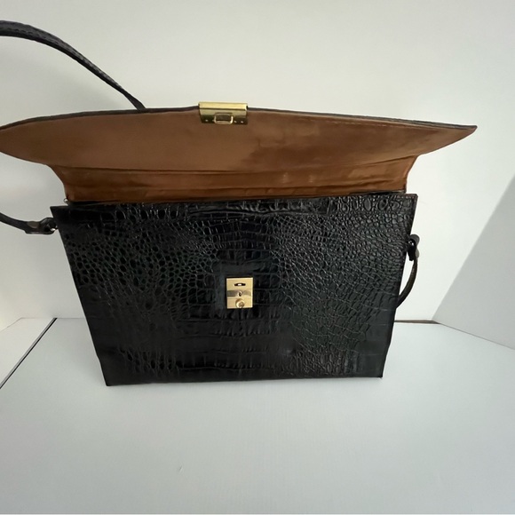Vintage Genuine Reptile Embossed Patent Leather Small Briefcase/Shoulder Bag - Picture 3 of 16